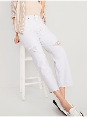 16 • Old Navy • High-Waisted OG Loose Ripped White Jeans
